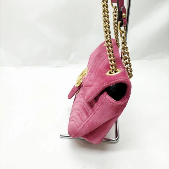 Authentic Gucci Pink Suede Leather Shoulder Bag mon832-110525 - Picture 3 of 16
